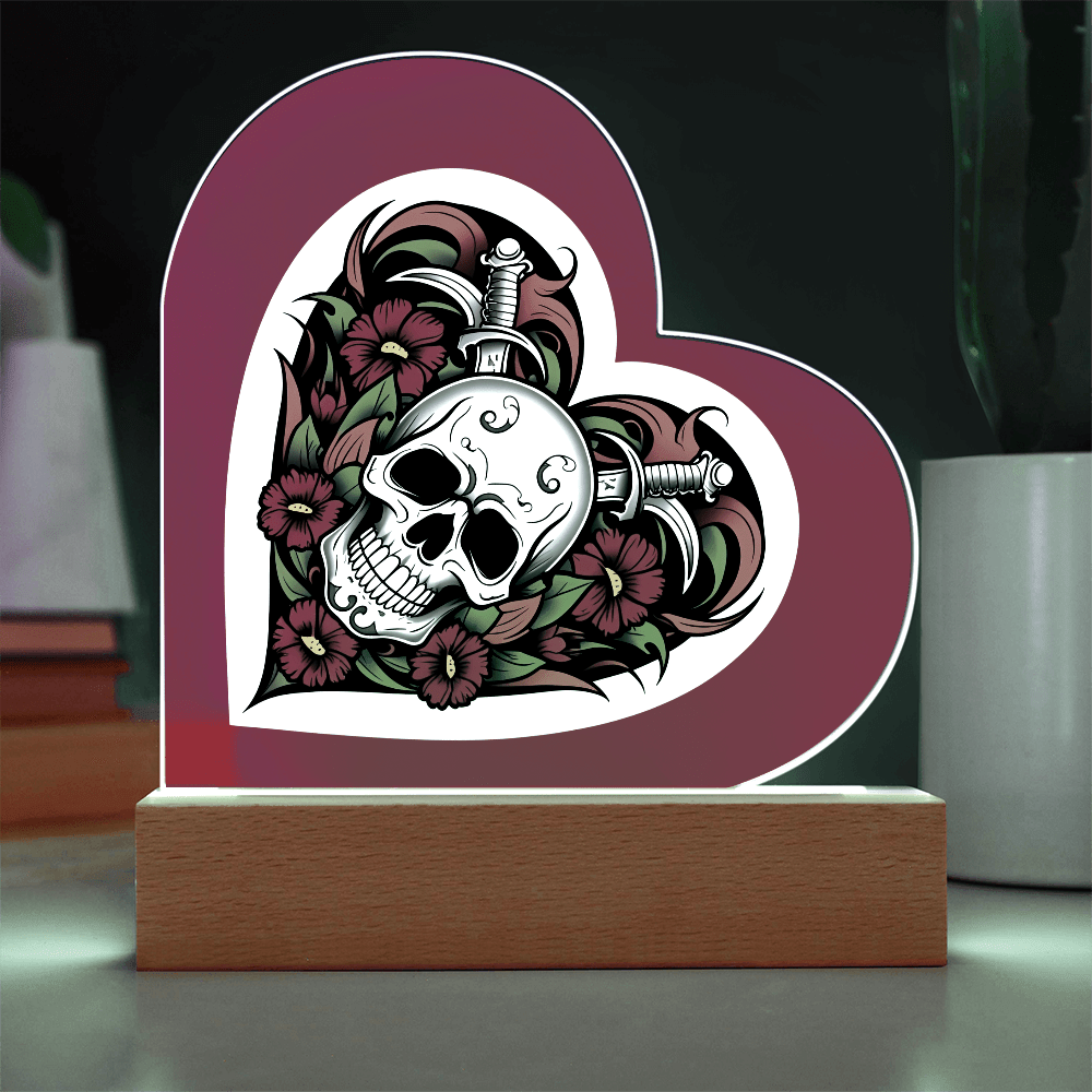 Skull & Dagger Heart – Light up | Acrylic Heart Plaque – Corded LED Base Miscellaneous for G027 (8 view)