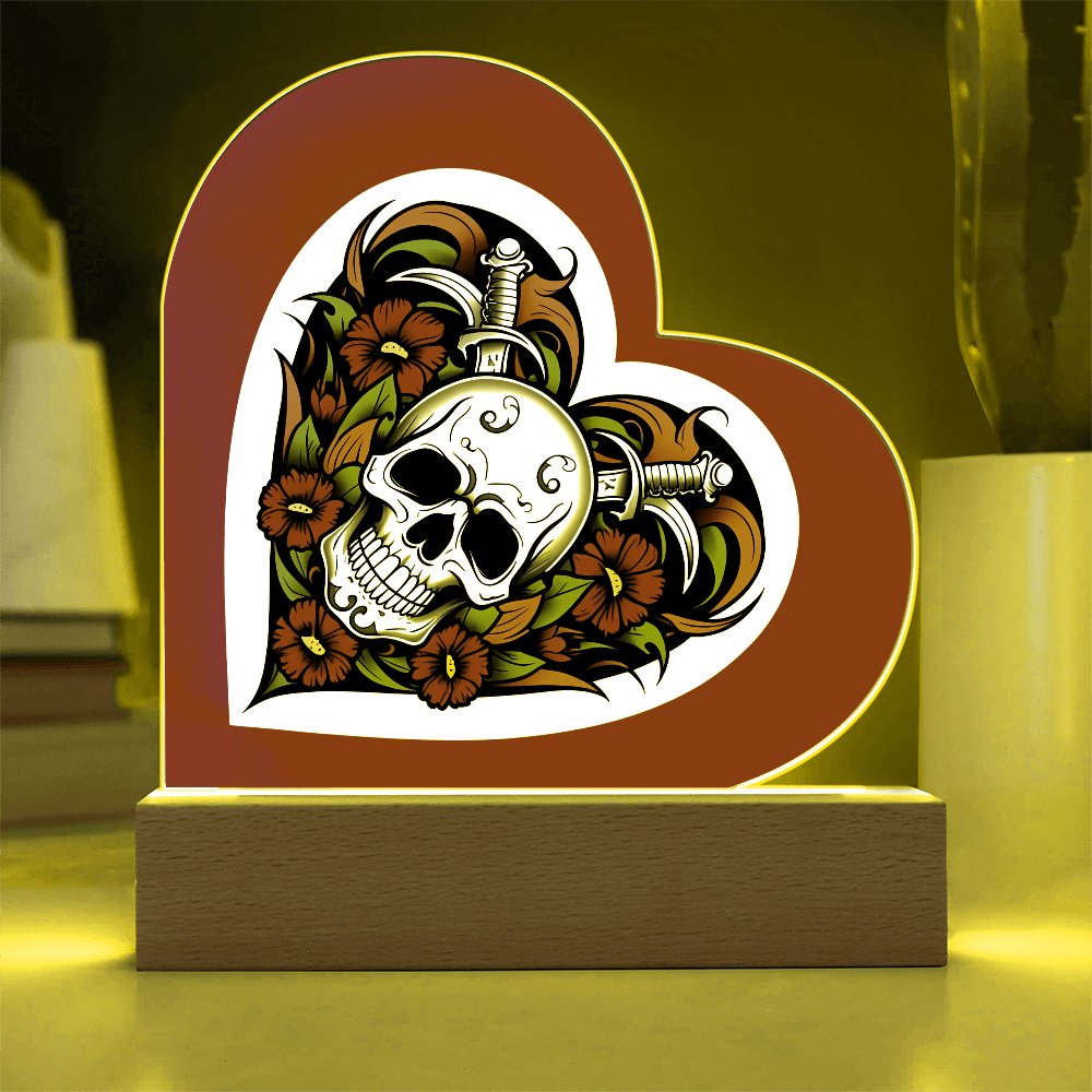 Skull & Dagger Heart – Light up | Acrylic Heart Plaque – Corded LED Base Miscellaneous for G027 (9 view)