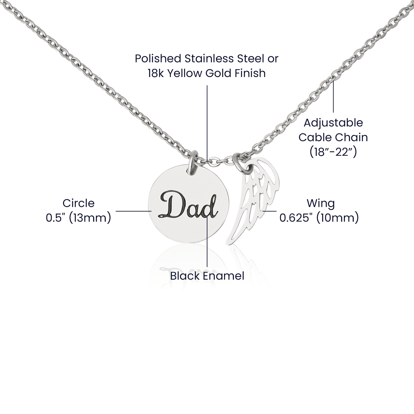 Gone but not Forgotten | Dad – Polished Stainless Steel Jewelry for E067T (4 view)