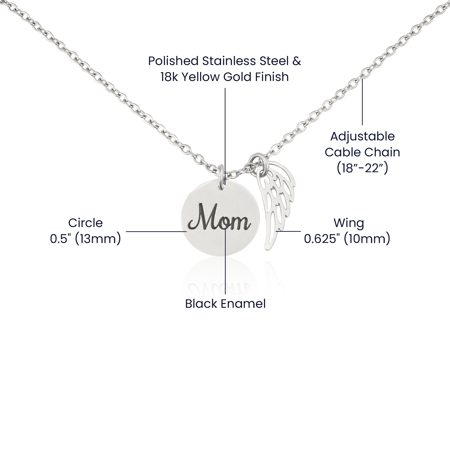 Gone but not Forgotten I Mom – Polished Stainless Steel Jewelry for E068T (3 view)
