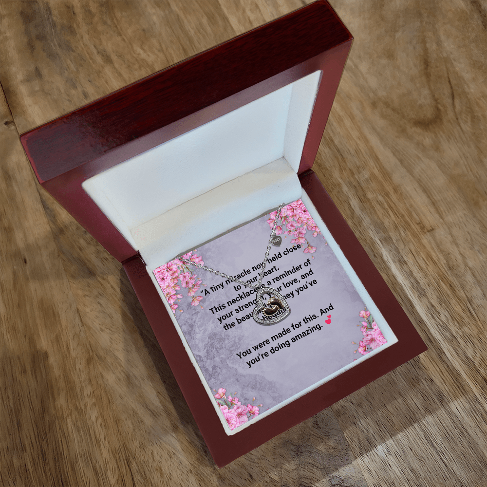 New Mom Baby Feet Heart Necklace – Sentimental Gift with – Luxury Box Jewelry by ShineOn Fulfillment
