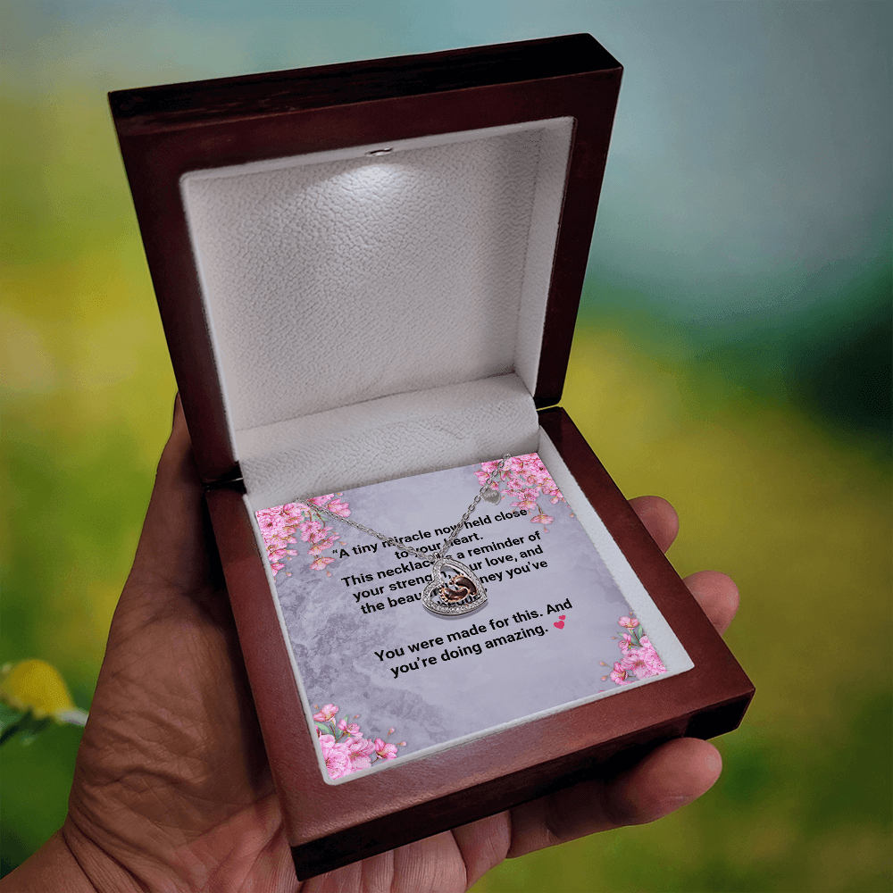 New Mom Baby Feet Heart Necklace – Sentimental Gift with – Luxury Box Jewelry by ShineOn Fulfillment