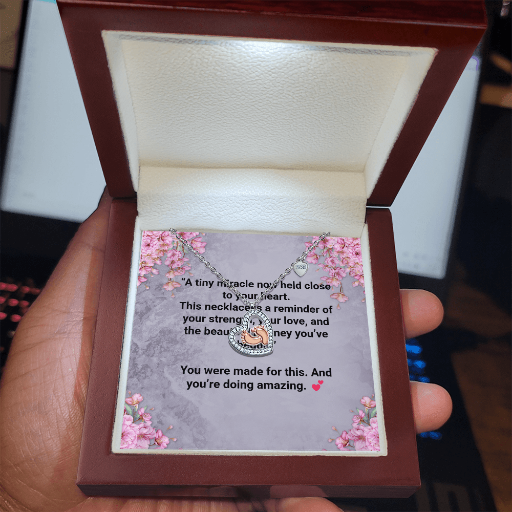 New Mom Baby Feet Heart Necklace – Sentimental Gift with – Luxury Box Jewelry by ShineOn Fulfillment