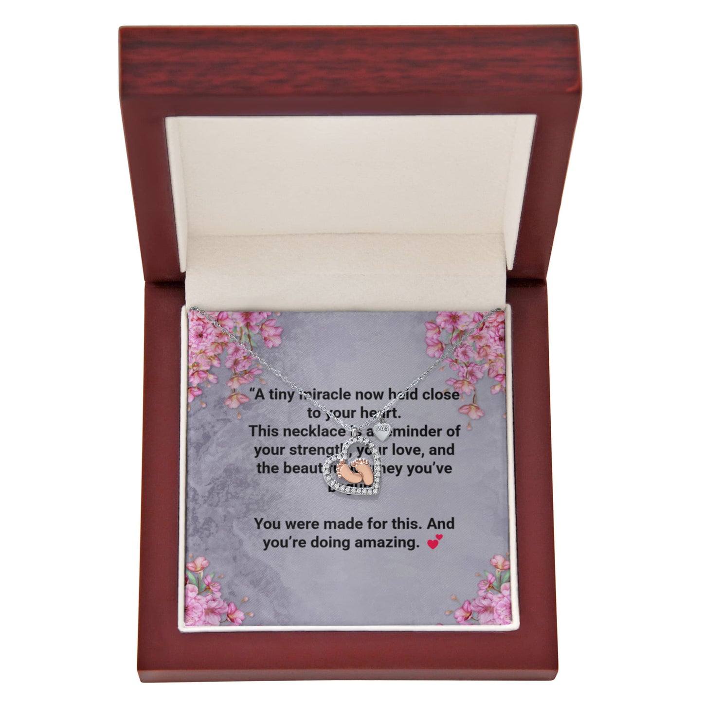 New Mom Baby Feet Heart Necklace – Sentimental Gift with – Luxury Box Jewelry by ShineOn Fulfillment