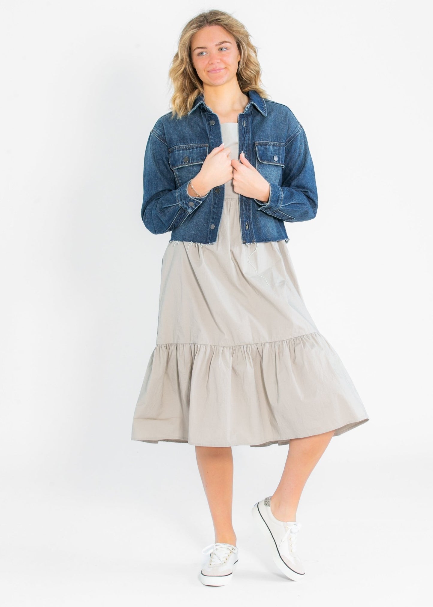 Ava Square Neck Midi Dress – Taupe IC Dresses for glow - up collection (4 view)