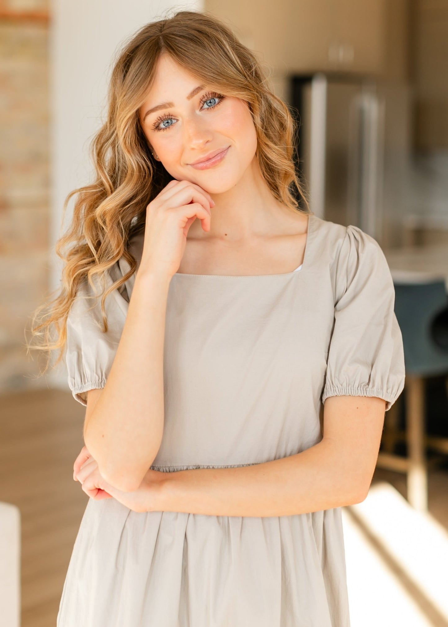 Ava Square Neck Midi Dress – Black IC Dresses for glow - up collection (1 view)