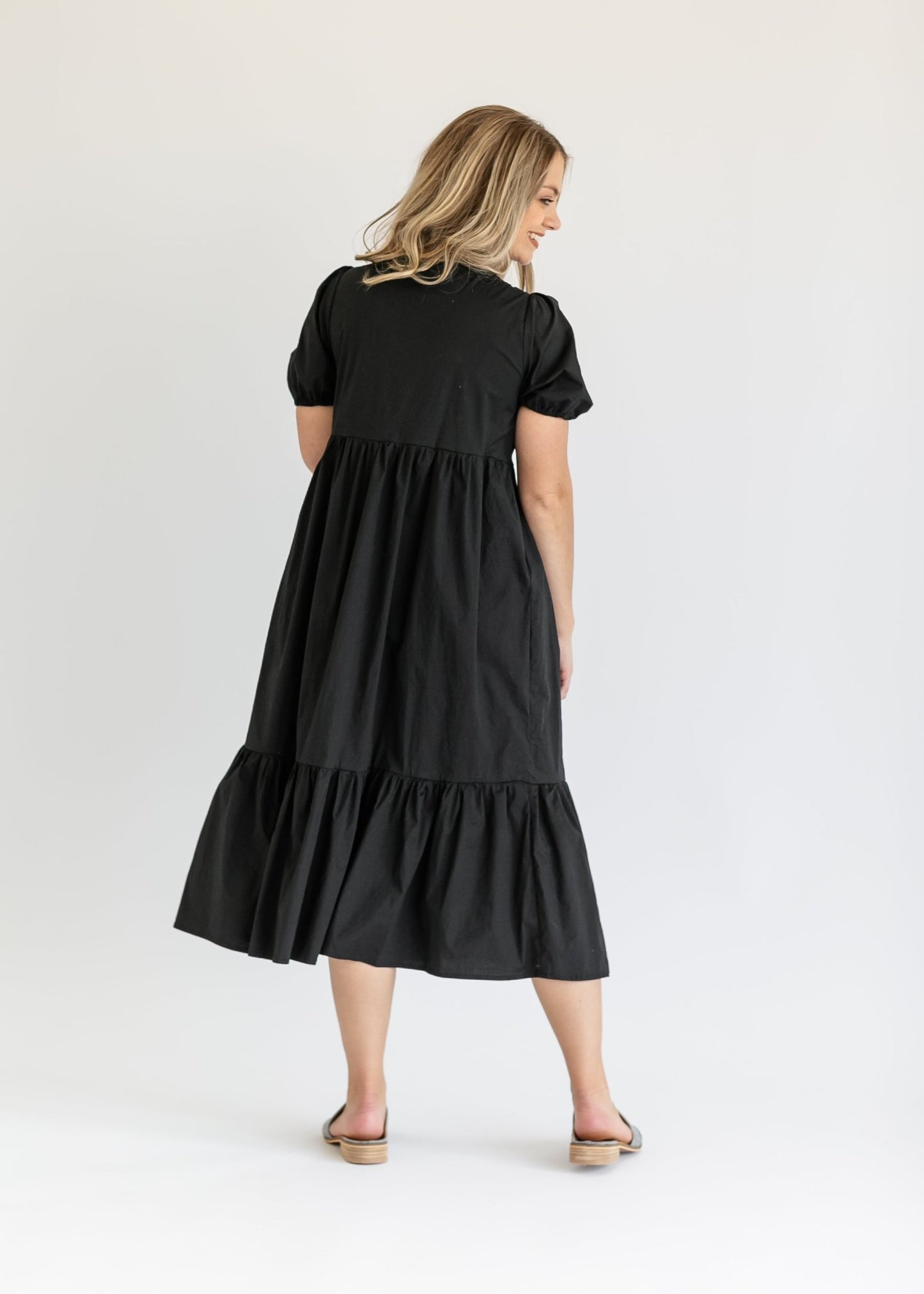 Ava Square Neck Midi Dress – Black IC Dresses for glow - up collection (7 view)