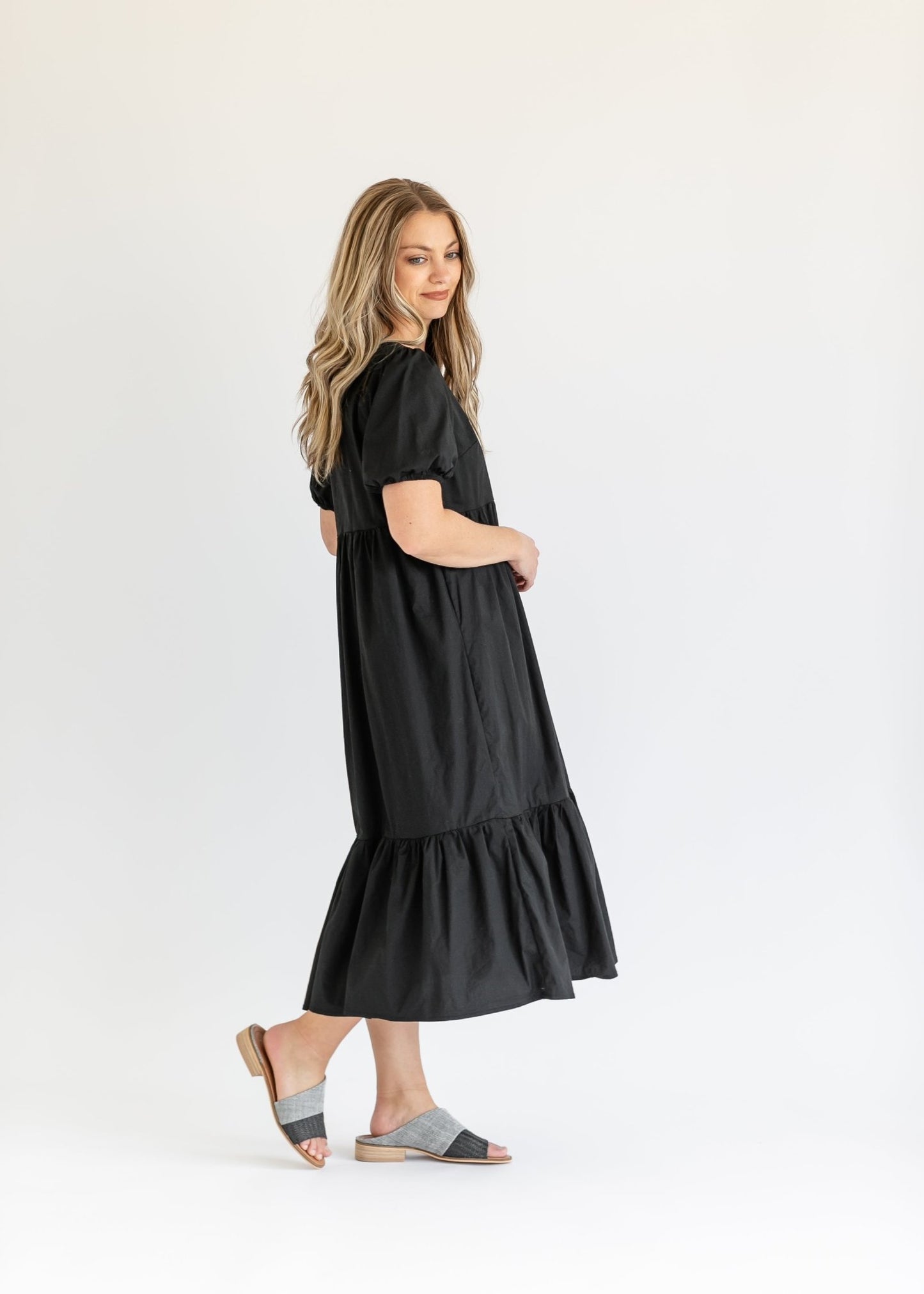 Ava Square Neck Midi Dress – Black IC Dresses for glow - up collection (9 view)