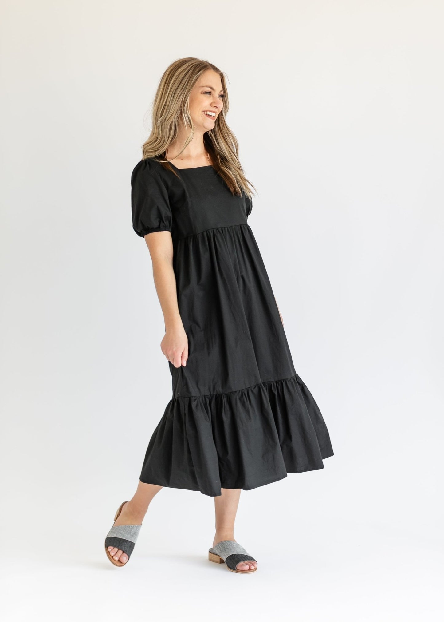Ava Square Neck Midi Dress – Black IC Dresses for glow - up collection (8 view)