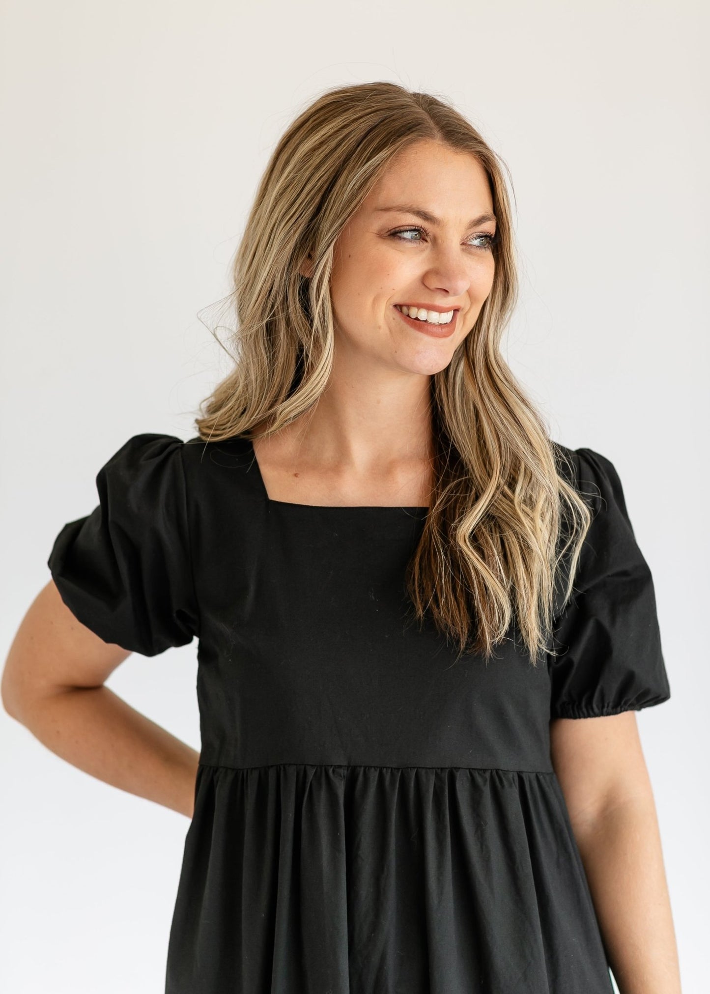 Ava Square Neck Midi Dress – Black IC Dresses for glow - up collection (11 view)