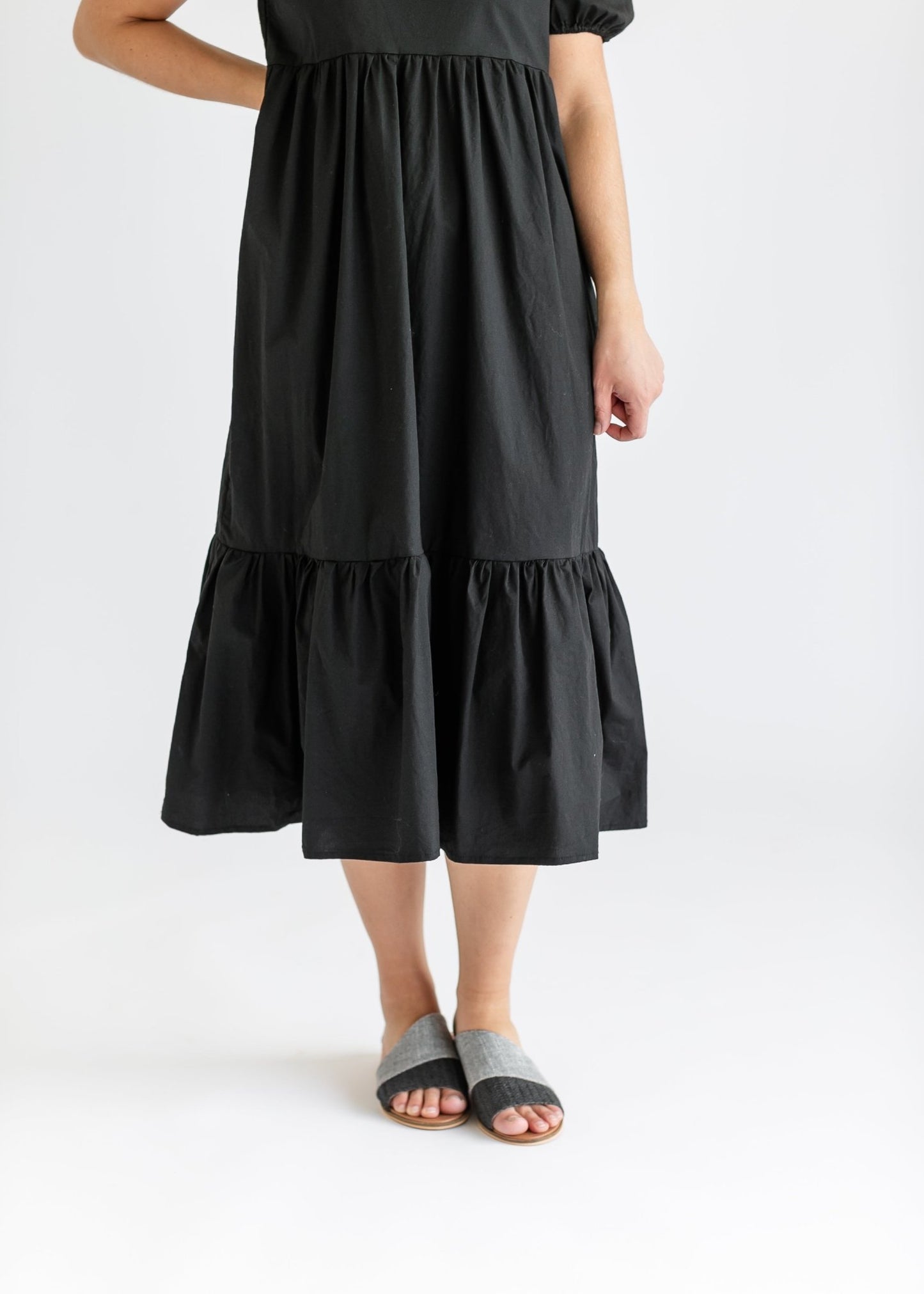 Ava Square Neck Midi Dress – Black IC Dresses for glow - up collection (10 view)