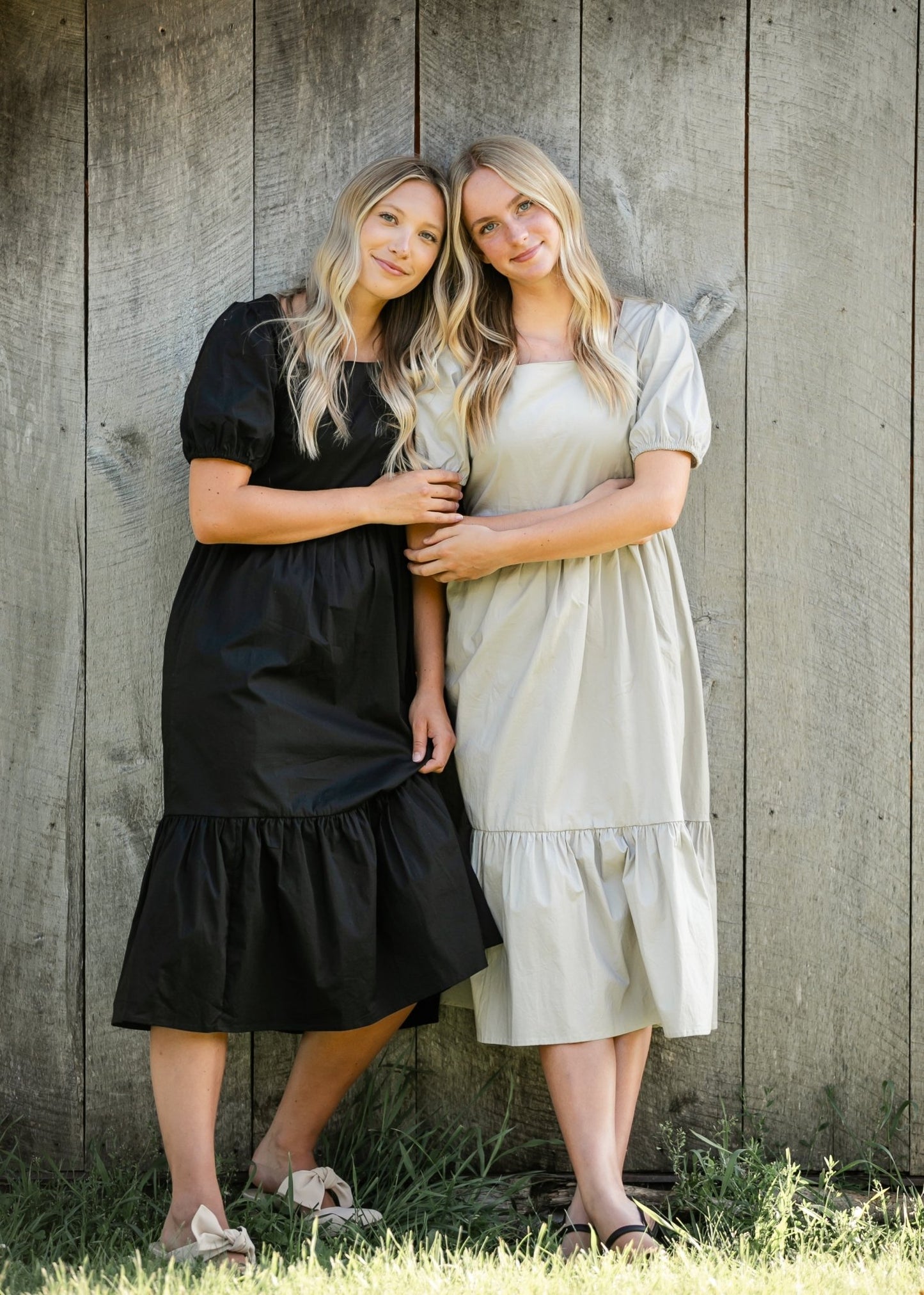 Ava Square Neck Midi Dress – Taupe IC Dresses for glow - up collection (3 view)