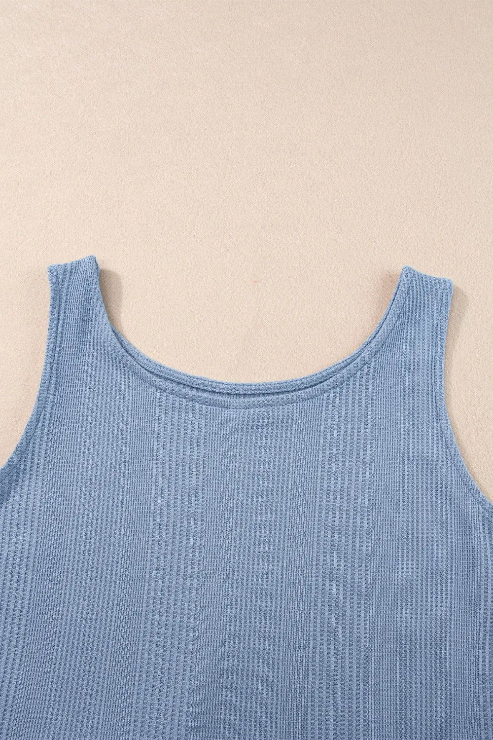 Color Ribbed Ruffle Tank Top and Pants Set – Dusty Blue for Shopify Collective (7 view)