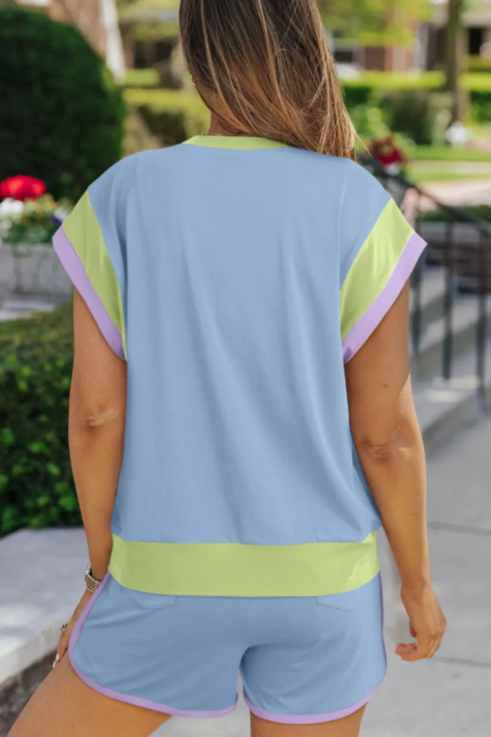 HAPPY EASTER Sequin Round Neck Top and Short Set – Light Blue for Shopify Collective (5 view)