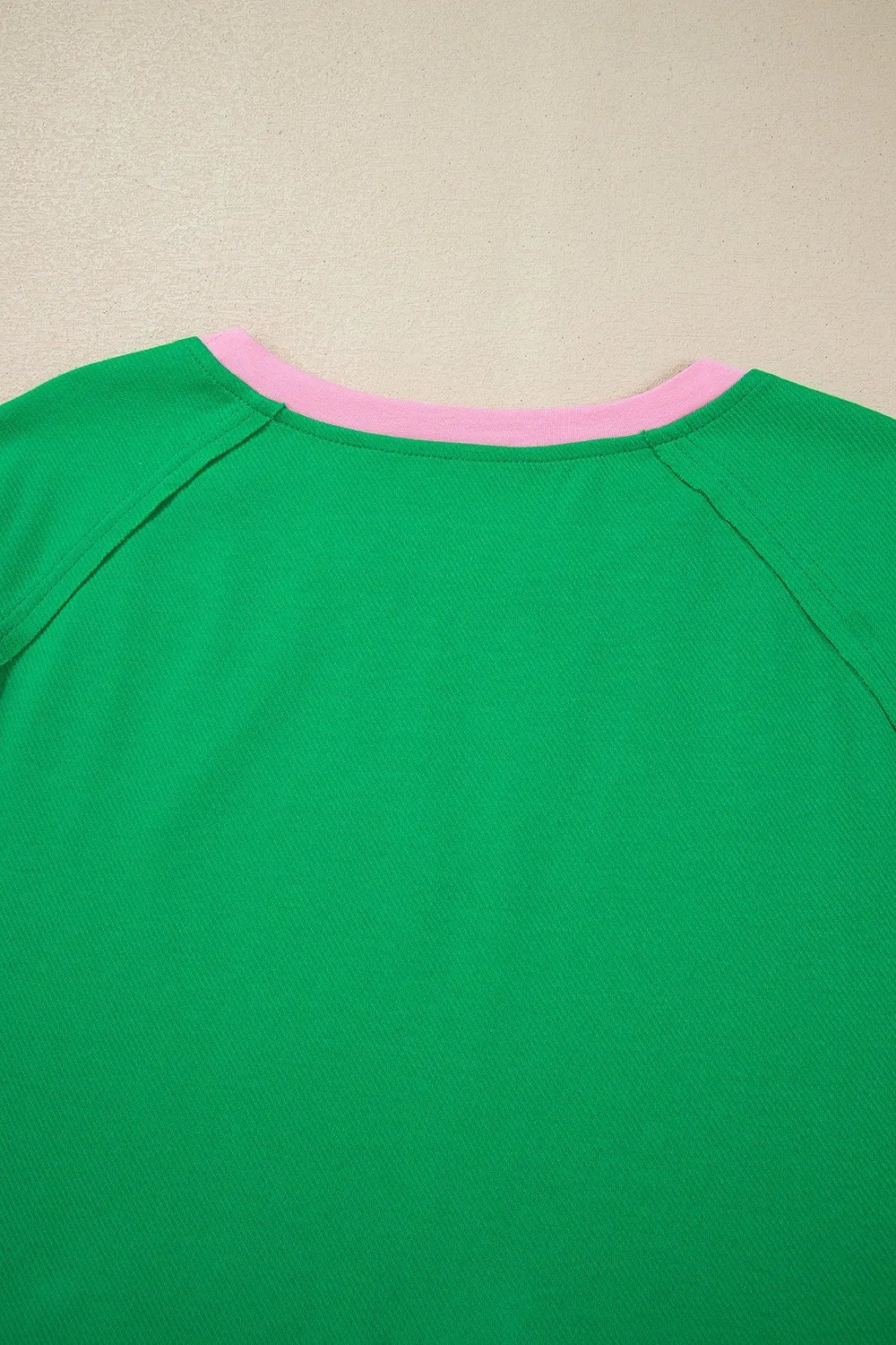 Two Tone Contrast Textured Crewneck Tee and Shorts Set – Green Women's Top for Shopify Collective (9 view)