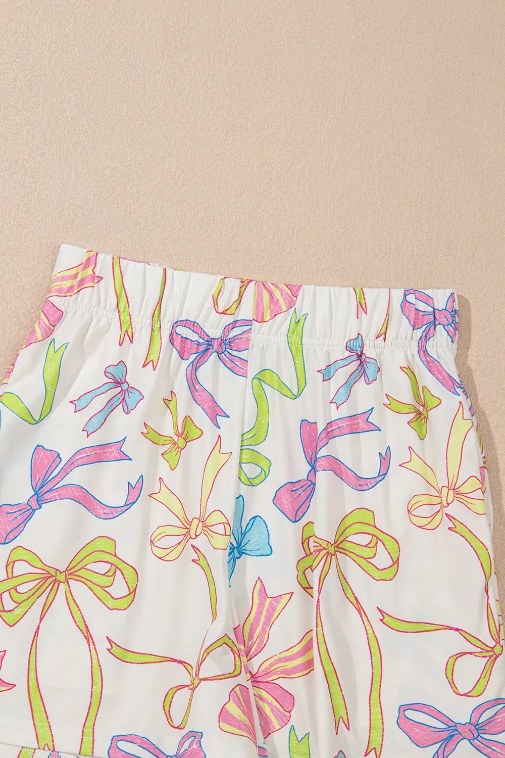 Cheerful Bow Print Elastic Pull On Casual Shorts – Floral by Simply Love