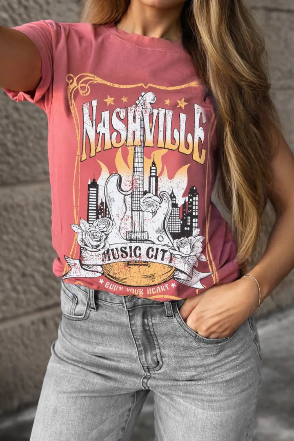 Mineral Nashville Music City Graphic Retro T-Shirt – Burnt Coral for Shopify Collective (1 view)