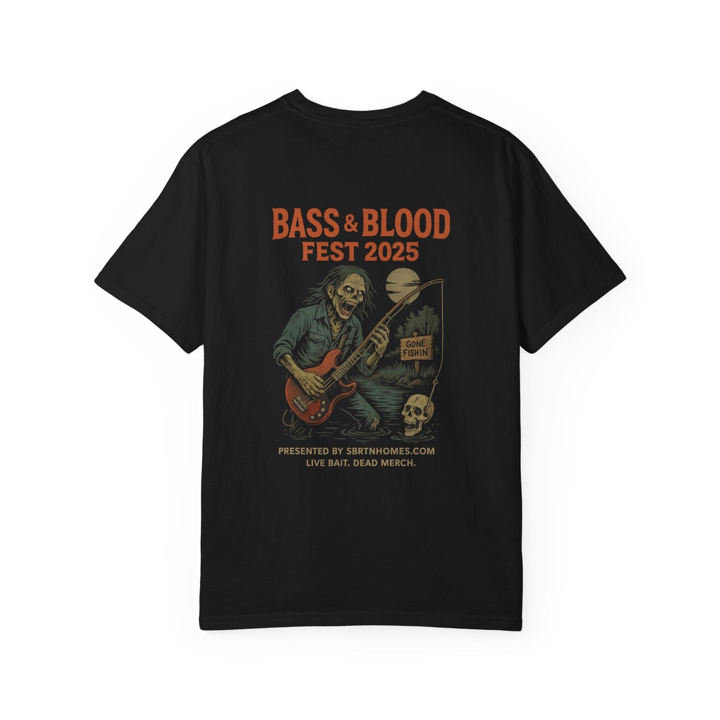 Bass & Blood Fest 2025 T-Shirt – Zombie Rock Concert Tee | Full - Front Print Festival Shirt – Black T-Shirt for Band Merchandise (2 view)