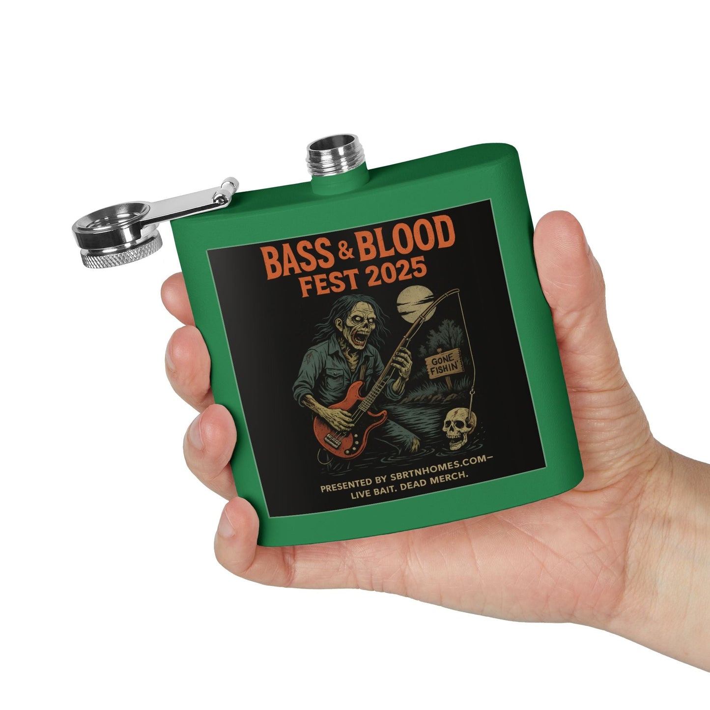 Bass & Blood Fest Stainless Steel Flask, 6oz - Perfect for Festivals, Gifts, and Outdoor Adventures, Unique Music Lover Accessory – 6oz Mug for Bass Guitar Design (20 view)