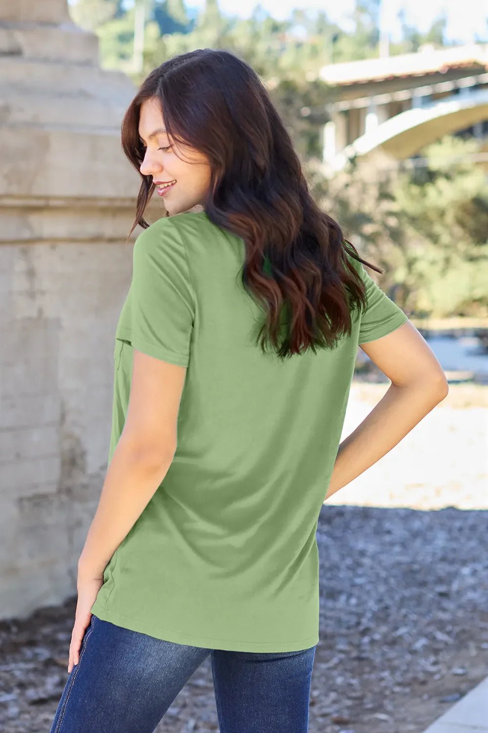 Basic Bae Bamboo Full Size V - Neck Short Sleeve T-Shirt – Matcha Green for Shopify Collective (23 view)