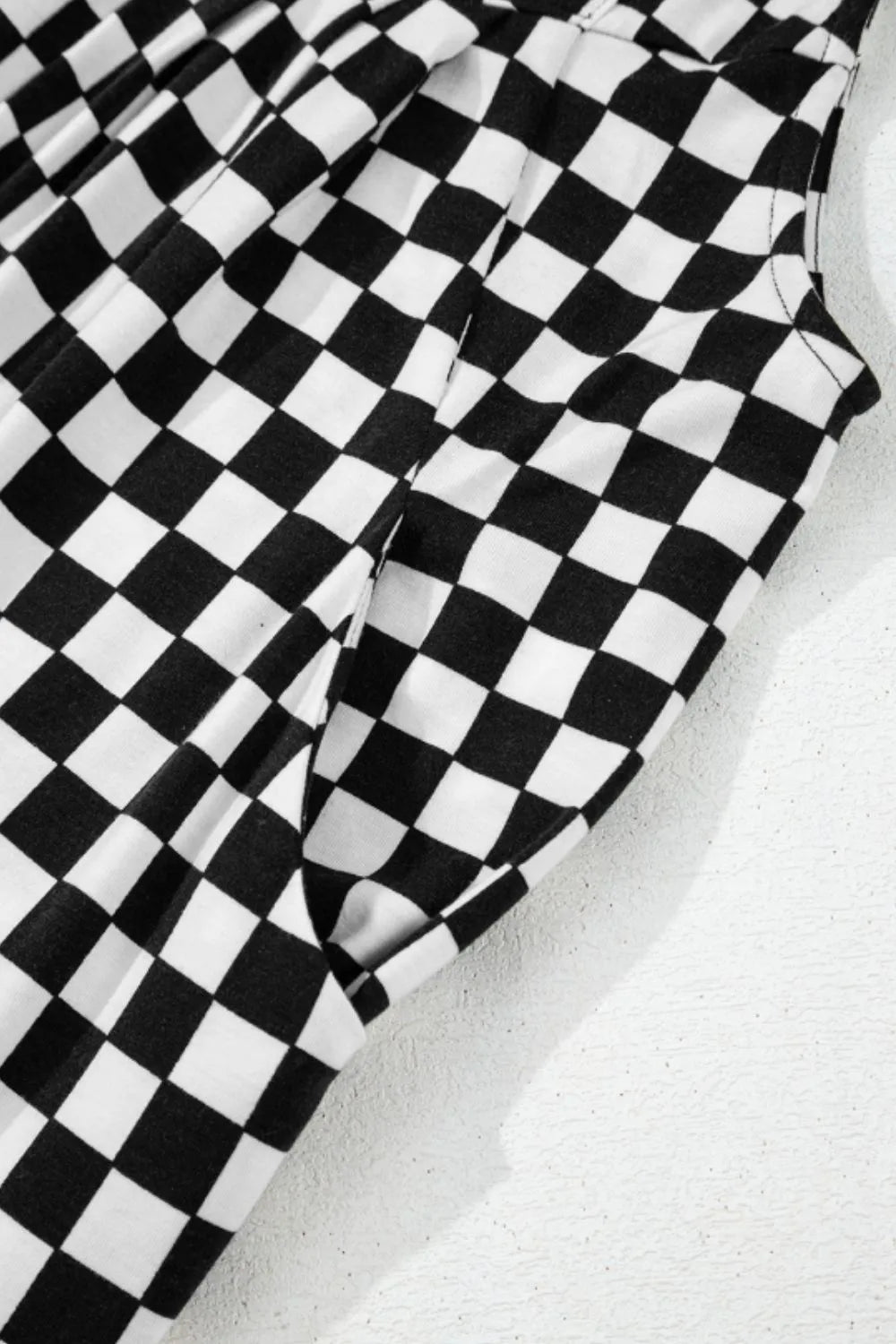 Checkered Print Pocketed Wide Leg Jumpsuit – Black for Shopify Collective (12 view)