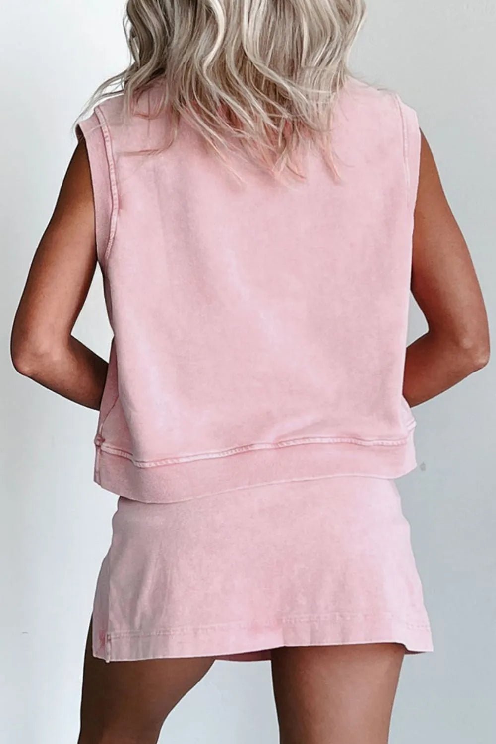 Mineral Wash Cotton Tank Top and Slit Skort Set – Blush Pink for Shopify Collective (3 view)