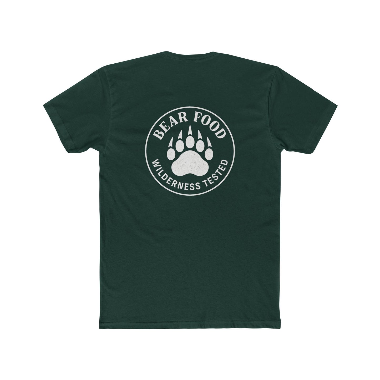 Bear Food Tee – Wilderness Tested Graphic Shirt White logo | Outdoor Adventure Apparel – Solid Forest Green T-Shirt for adventure (12 view)