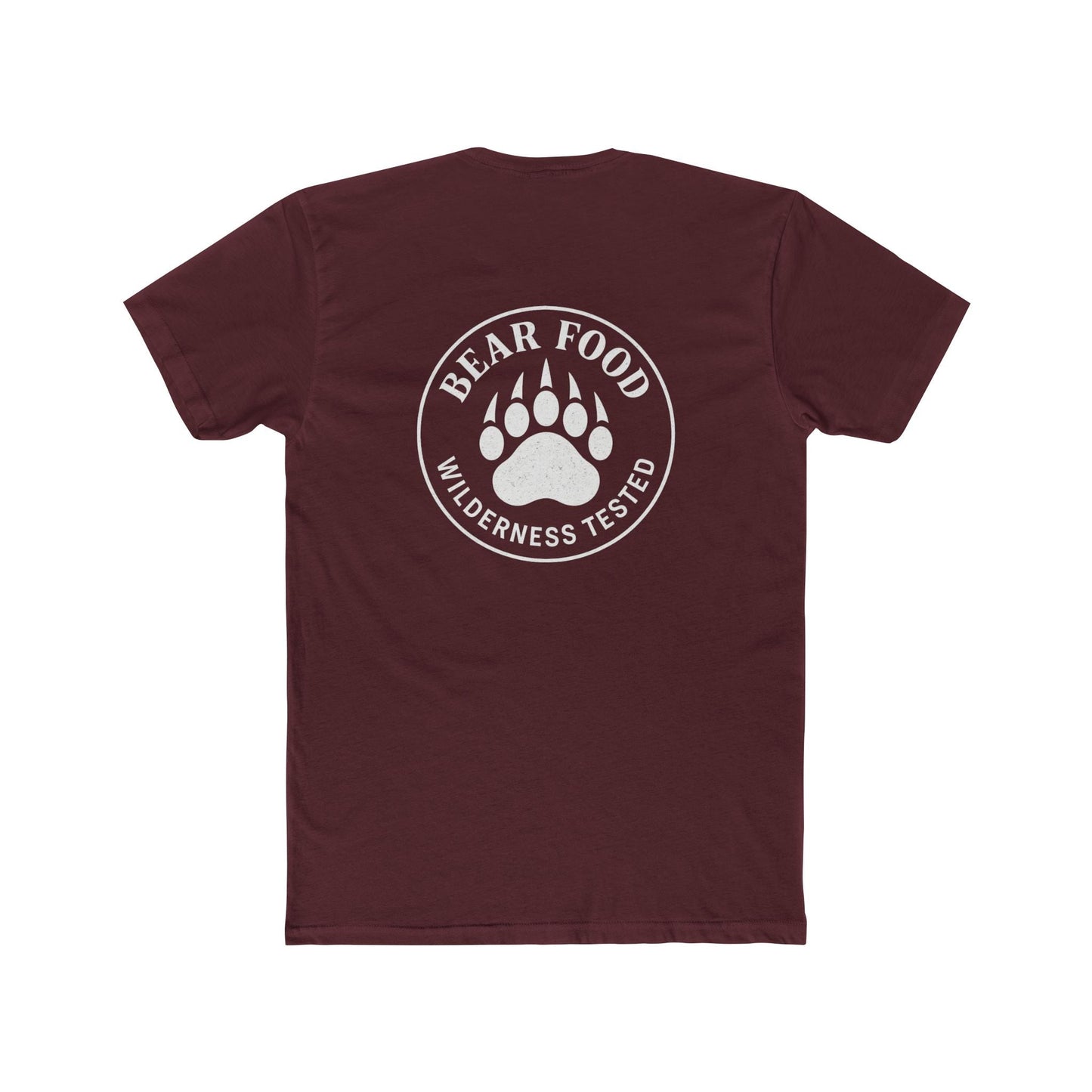 Bear Food Tee – Wilderness Tested Graphic Shirt White logo | Outdoor Adventure Apparel – Solid Maroon T-Shirt for adventure (28 view)