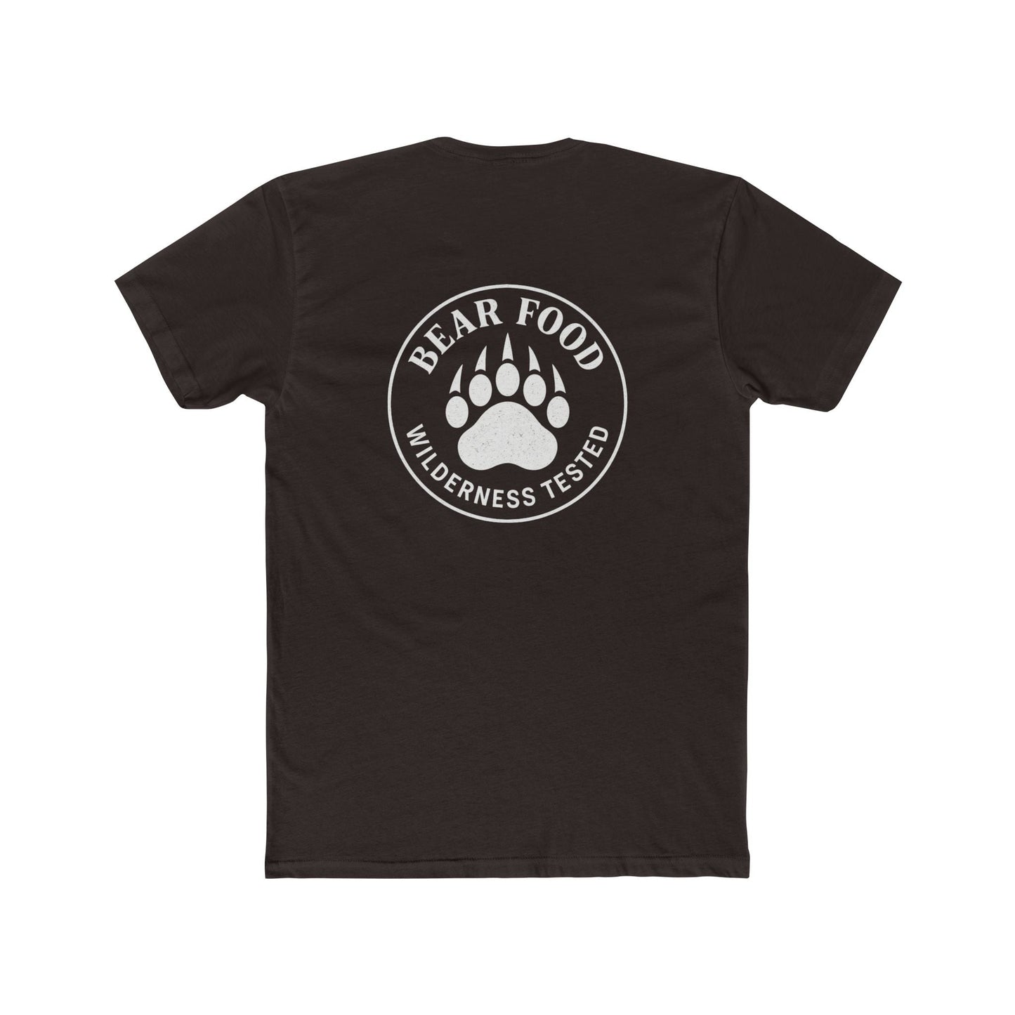 Bear Food Tee – Wilderness Tested Graphic Shirt White logo | Outdoor Adventure Apparel – Solid Dark Chocolate T-Shirt for adventure (4 view)