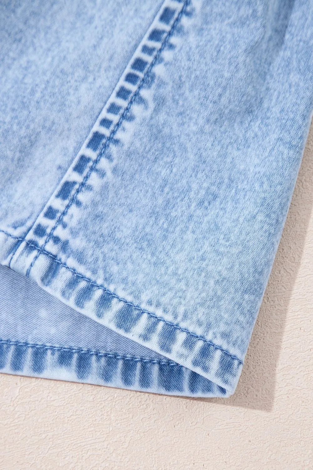 Bow Detail Spaghetti Straps Ruffle Hem Denim Dress – Light Blue Dresses for Shopify Collective (11 view)