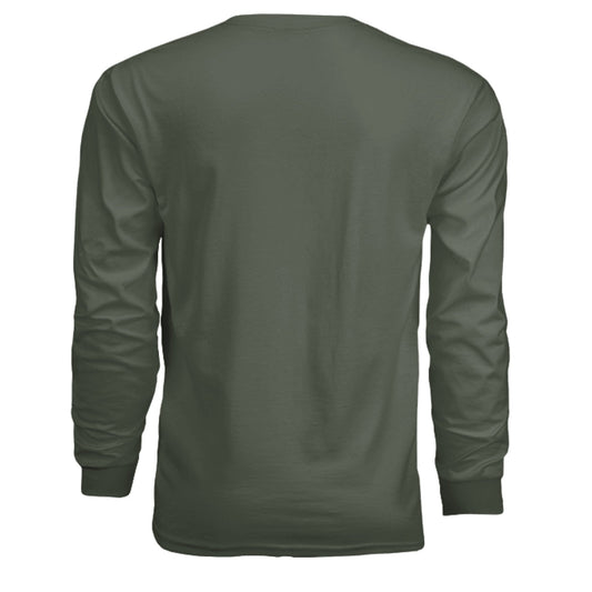 Billy Bass Approved Long Sleeve Shirt – Classic Fishing Humor for True Outdoorsmen | Hunt Fish & Chill – MILITARY GREEN T-Shirt for Apparel (2 view)