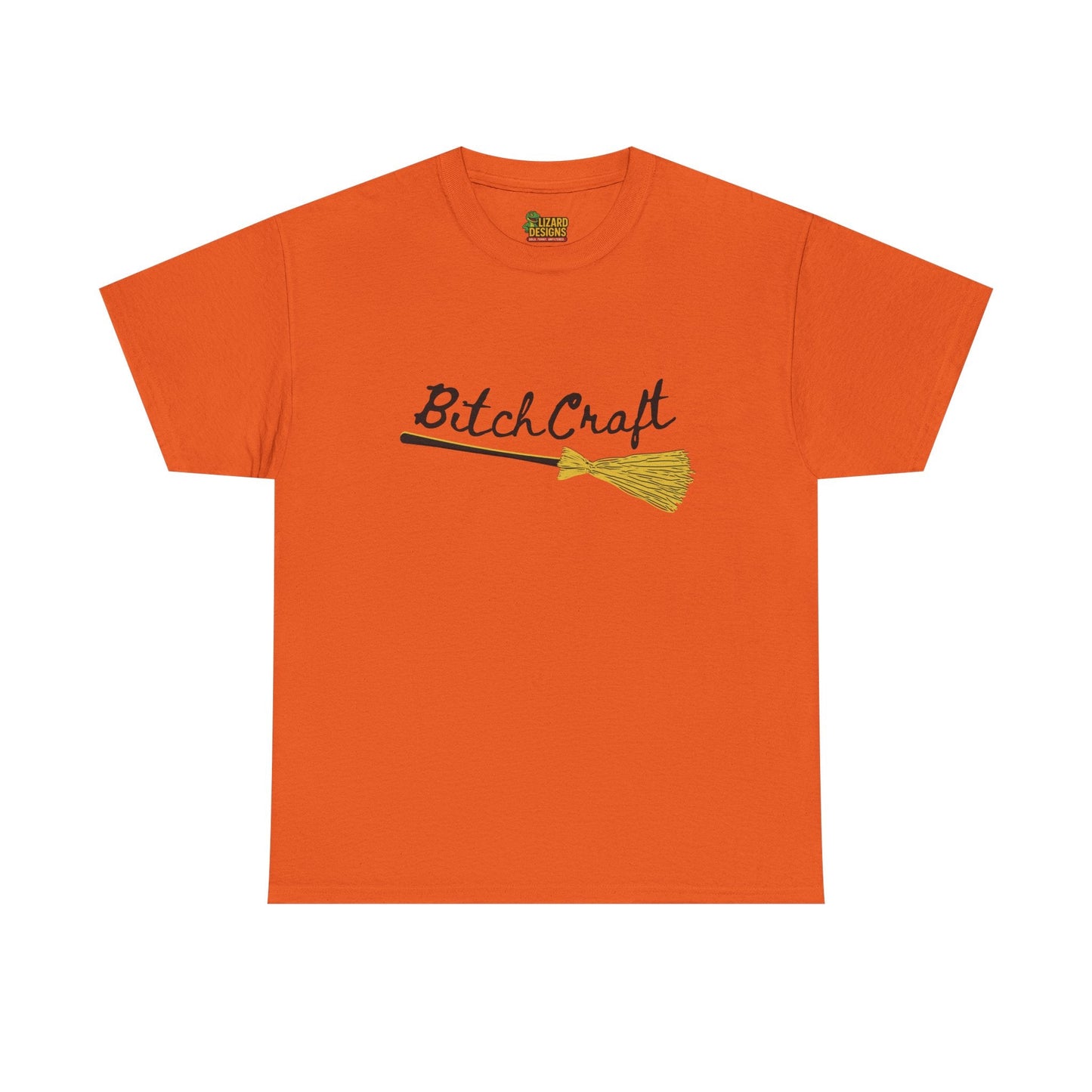 BitchCraft Broomstick Tee – Witchy Humor & Halloween Vibes | Graphic T-Shirts – Orange T-Shirt for Casual Wear (1 view)