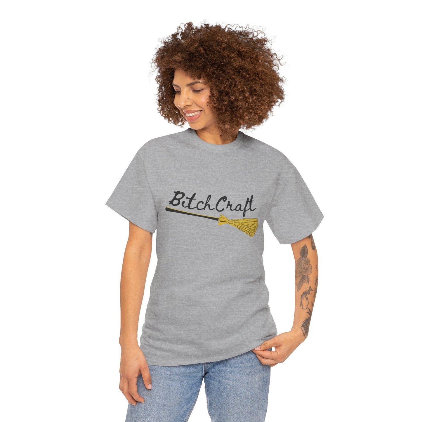 BitchCraft Broomstick Tee – Witchy Humor & Halloween Vibes | Graphic T-Shirts – Sport Grey T-Shirt for Casual Wear (16 view)