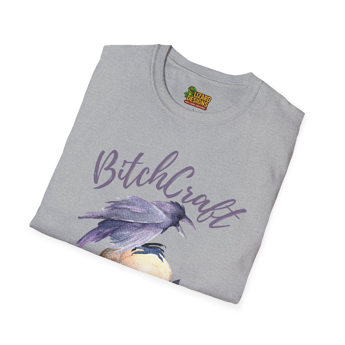 BitchCraft Raven & Skull Tee – Witchy Gothic Vibes | Graphic T-Shirts – Sport Grey T-Shirt for Alternative Fashion (7 view)