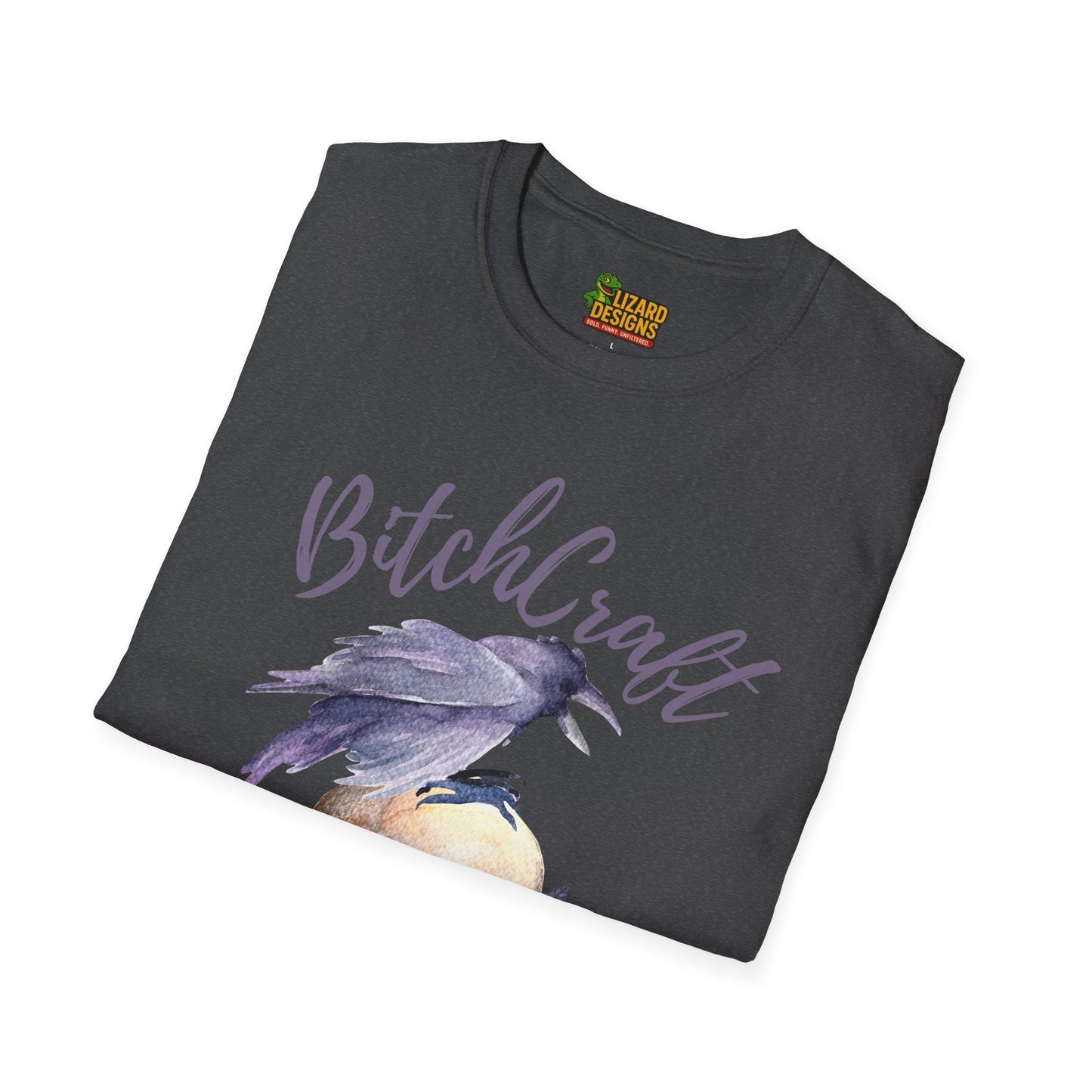 BitchCraft Raven & Skull Tee – Witchy Gothic Vibes | Graphic T-Shirts – Dark Heather T-Shirt for Alternative Fashion (15 view)