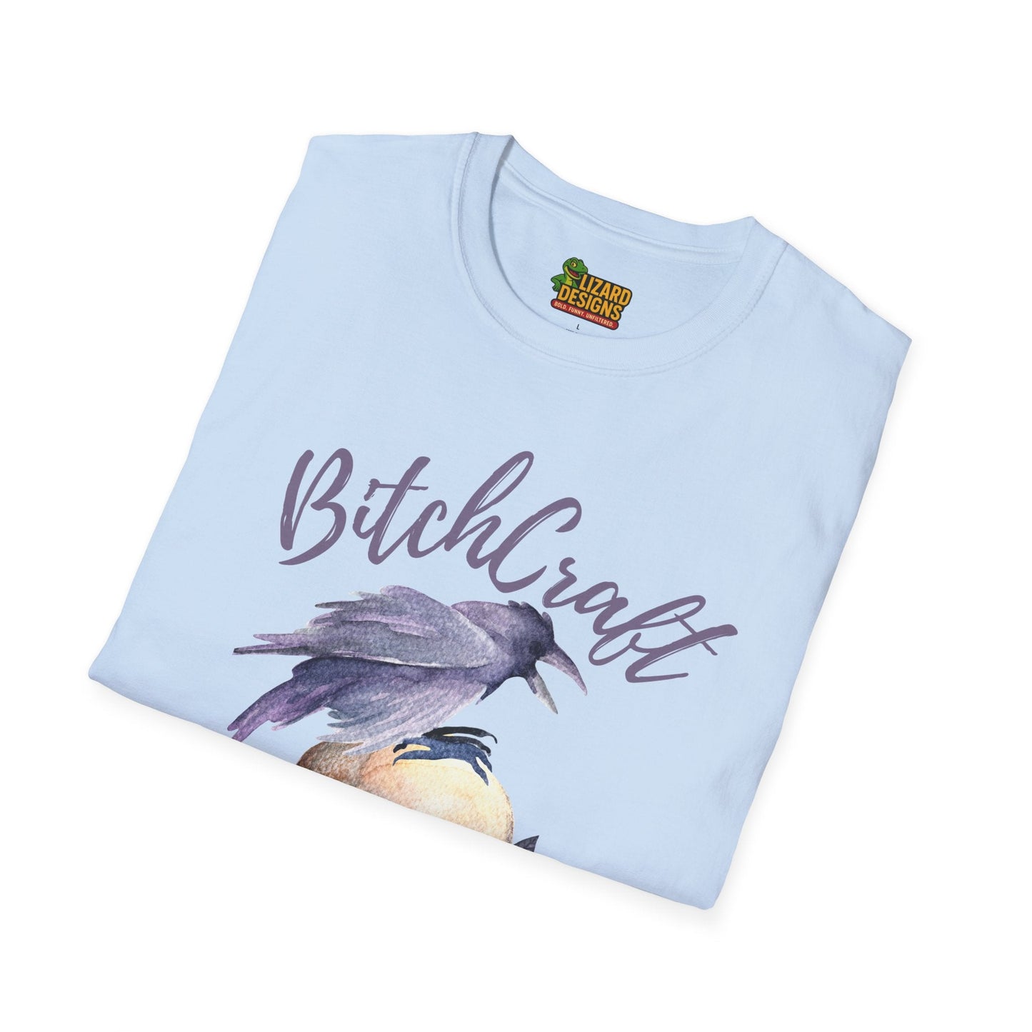 BitchCraft Raven & Skull Tee – Witchy Gothic Vibes | Graphic T-Shirts – Light Blue T-Shirt for Alternative Fashion (19 view)