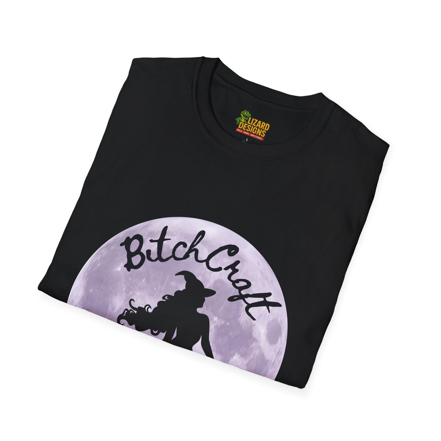 BitchCraft Witch & Cat Tee – Purple Moon Witchy Vibes | Graphic T-Shirts – Black T-Shirt for Alternative Fashion (32 view)
