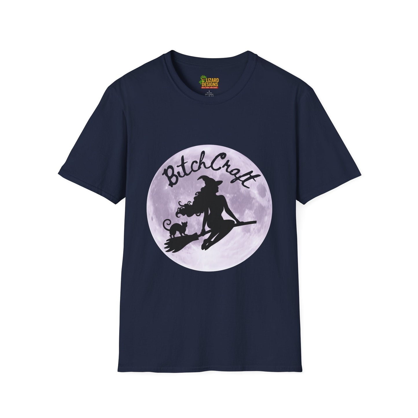 BitchCraft Witch & Cat Tee – Purple Moon Witchy Vibes | Graphic T-Shirts – Navy T-Shirt for Alternative Fashion (41 view)