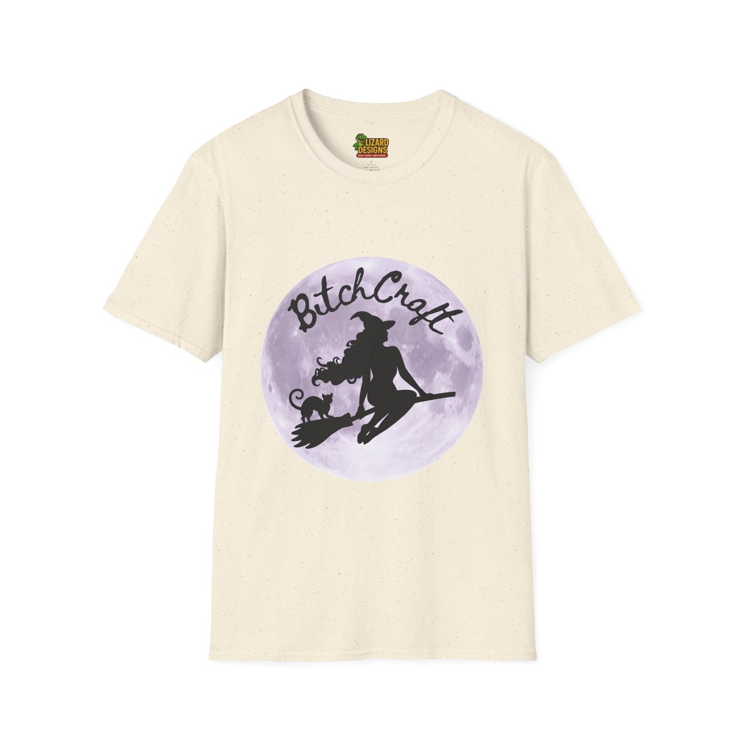 BitchCraft Witch & Cat Tee – Purple Moon Witchy Vibes | Graphic T-Shirts – Natural T-Shirt for Alternative Fashion (9 view)