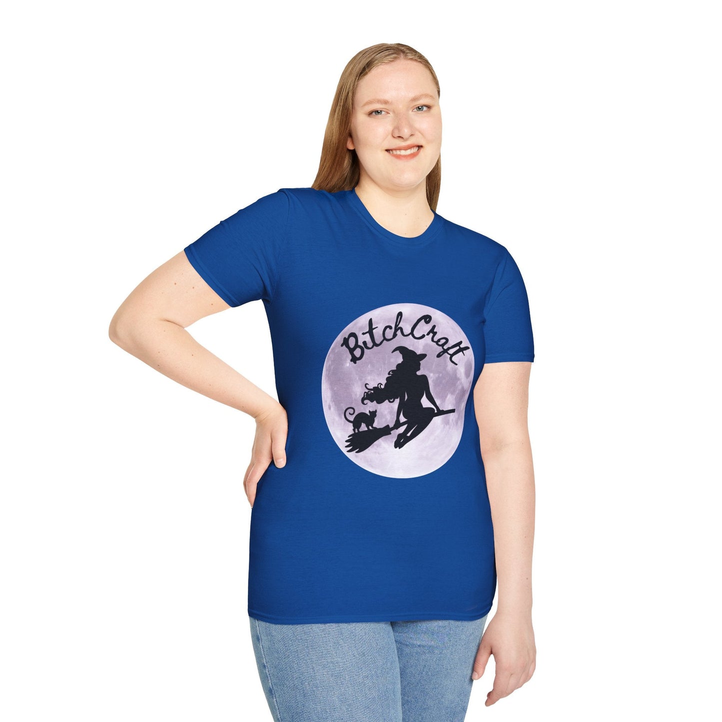 BitchCraft Witch & Cat Tee – Purple Moon Witchy Vibes | Graphic T-Shirts – Royal T-Shirt for Alternative Fashion (24 view)