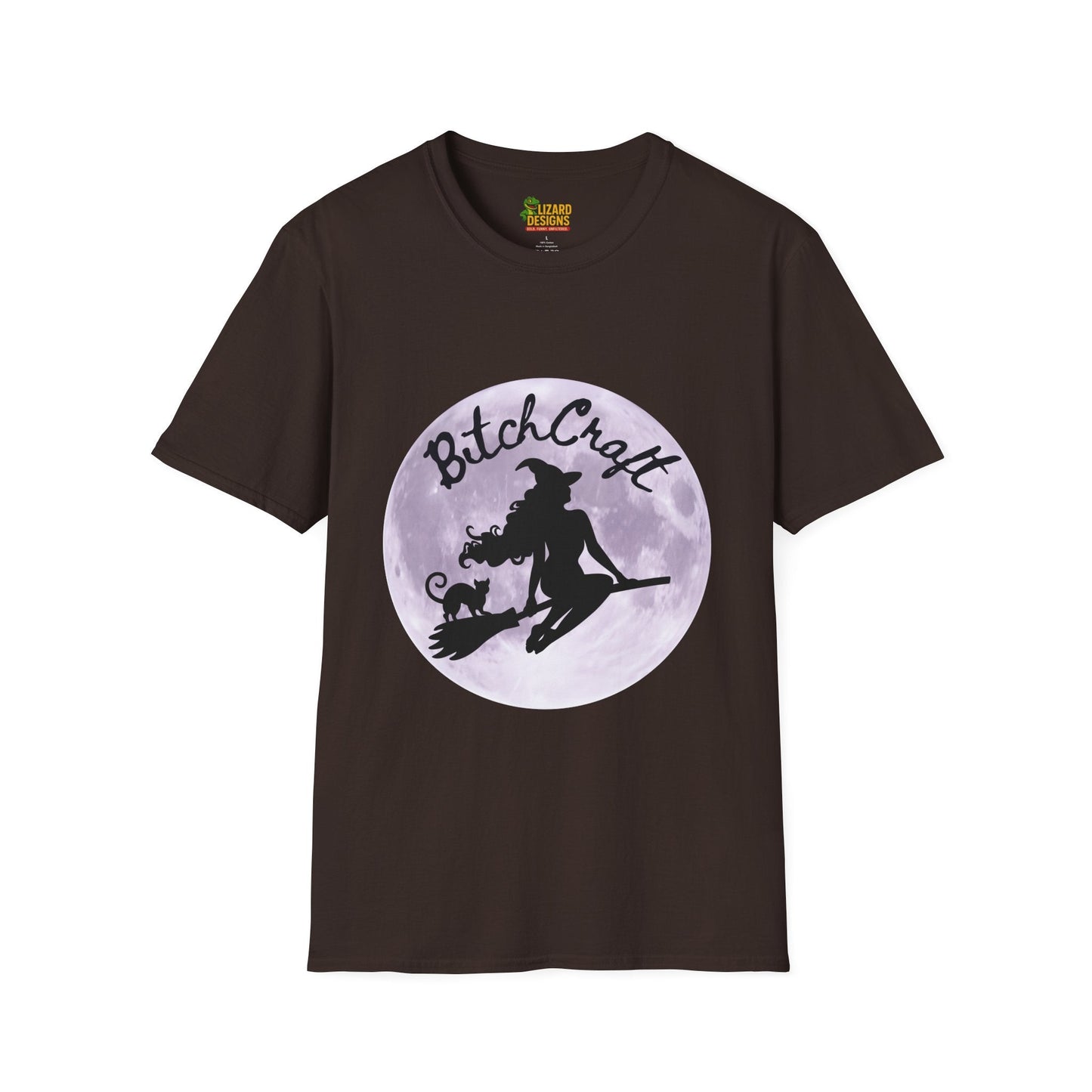 BitchCraft Witch & Cat Tee – Purple Moon Witchy Vibes | Graphic T-Shirts – Dark Chocolate T-Shirt for Alternative Fashion (33 view)