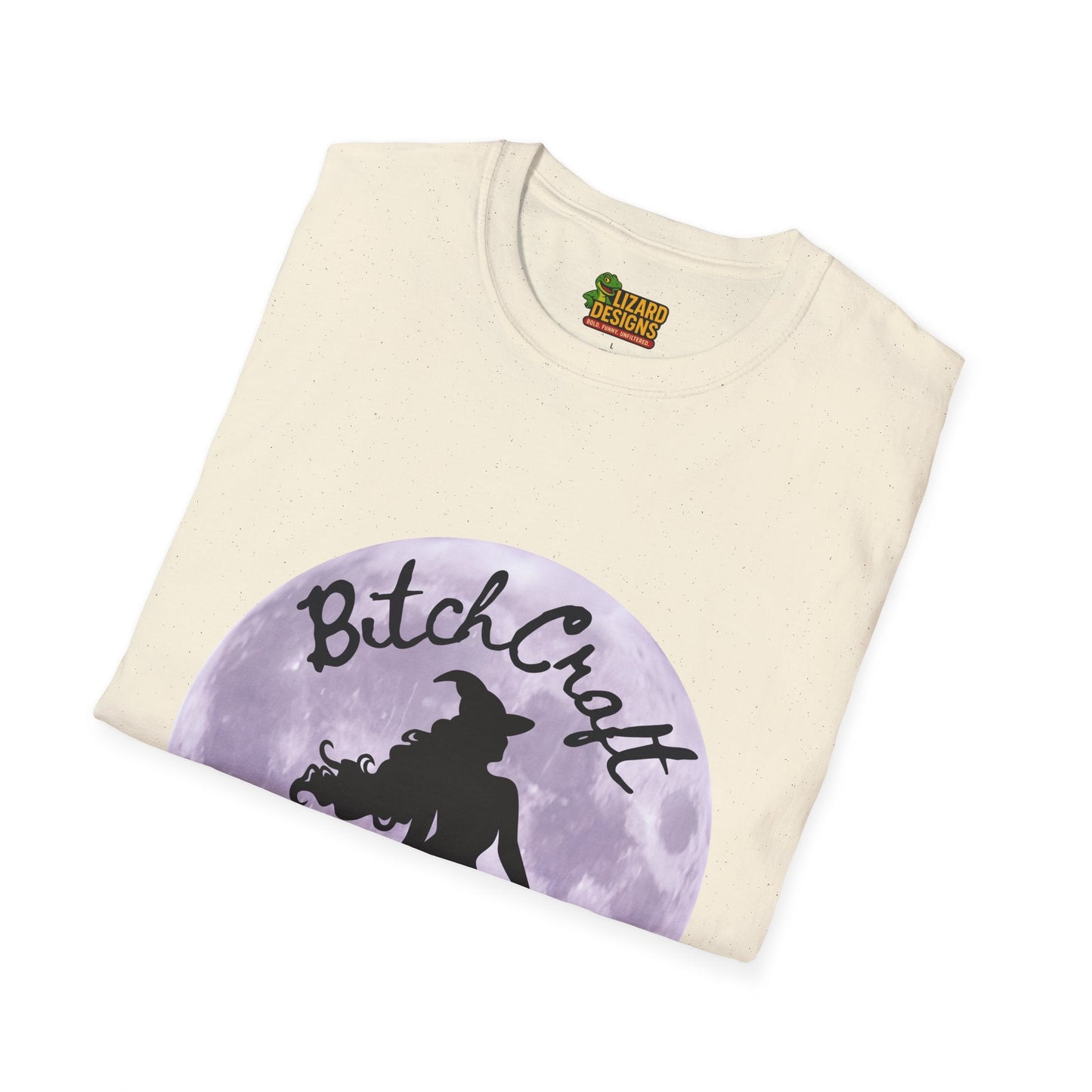 BitchCraft Witch & Cat Tee – Purple Moon Witchy Vibes | Graphic T-Shirts – Natural T-Shirt for Alternative Fashion (11 view)