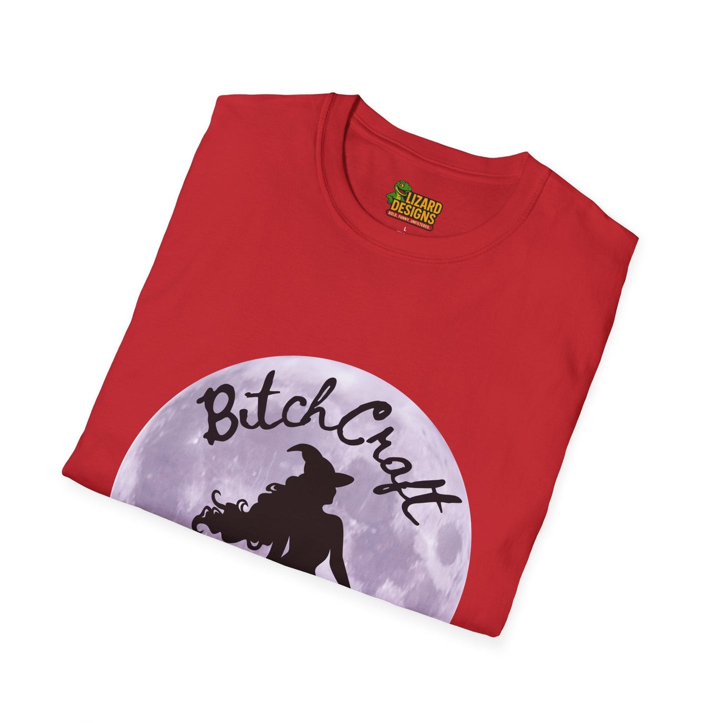 BitchCraft Witch & Cat Tee – Purple Moon Witchy Vibes | Graphic T-Shirts – Red T-Shirt for Alternative Fashion (48 view)