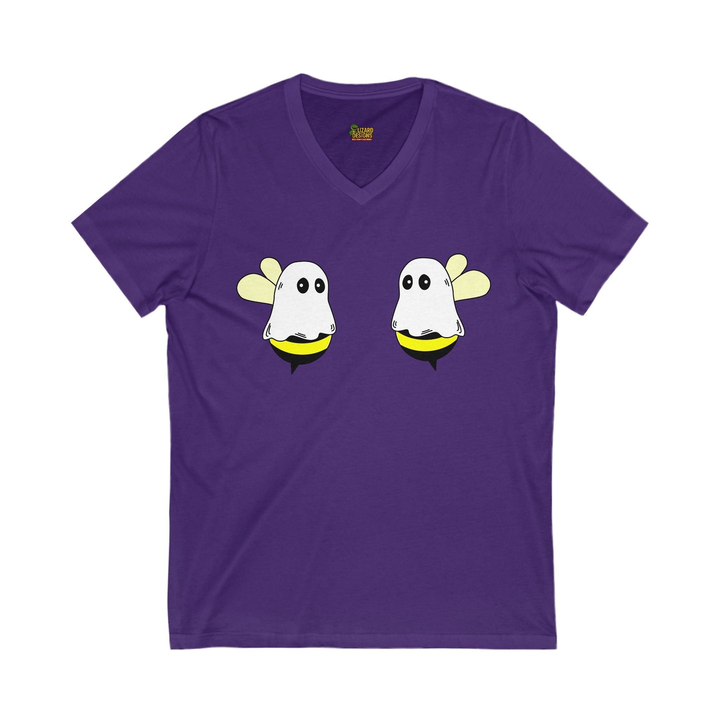 Boobees Unisex V - Neck T-Shirt – Cute & Spooky Bee Ghost Tee | Funny Halloween Shirt – Team Purple V - neck for bee lovers gift (13 view)