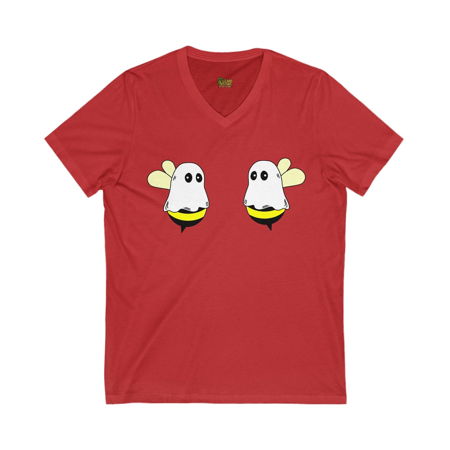 Boobees Unisex V - Neck T-Shirt – Cute & Spooky Bee Ghost Tee | Funny Halloween Shirt – Red V - neck for bee lovers gift (15 view)
