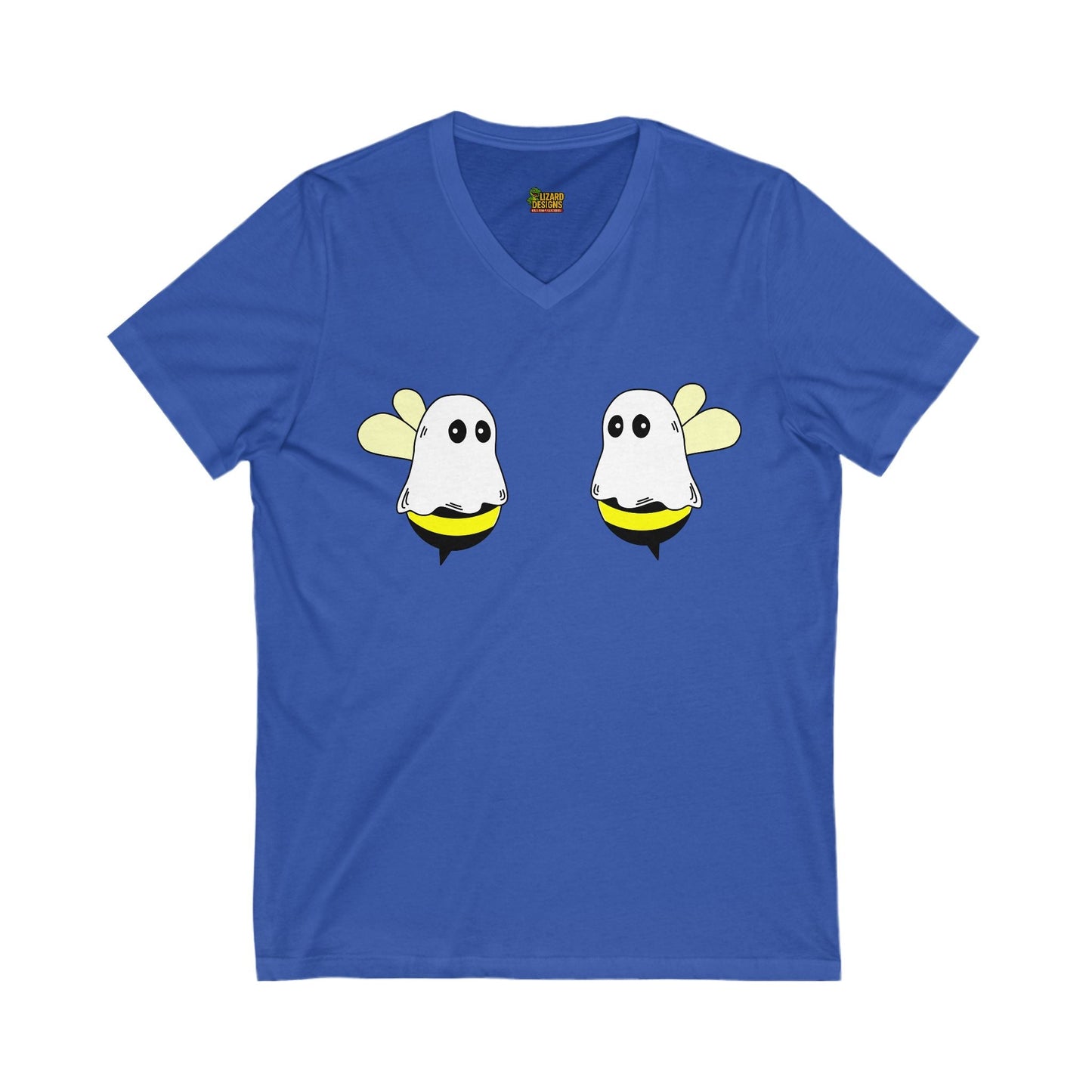 Boobees Unisex V - Neck T-Shirt – Cute & Spooky Bee Ghost Tee | Funny Halloween Shirt – True Royal V - neck for bee lovers gift (5 view)