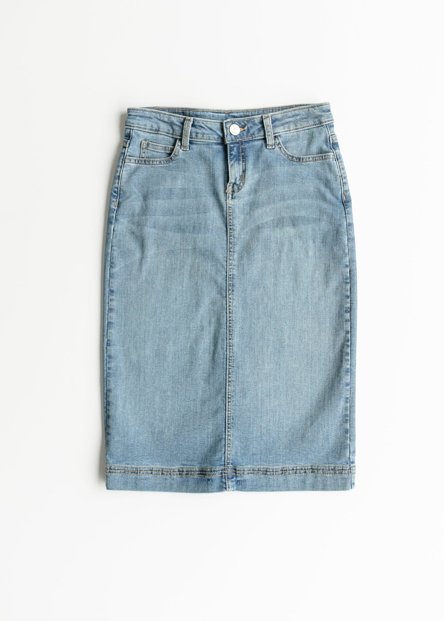Bryn Light Wash Denim Midi Skirt – 2 IC Skirts for Inherit Co. (10 view)