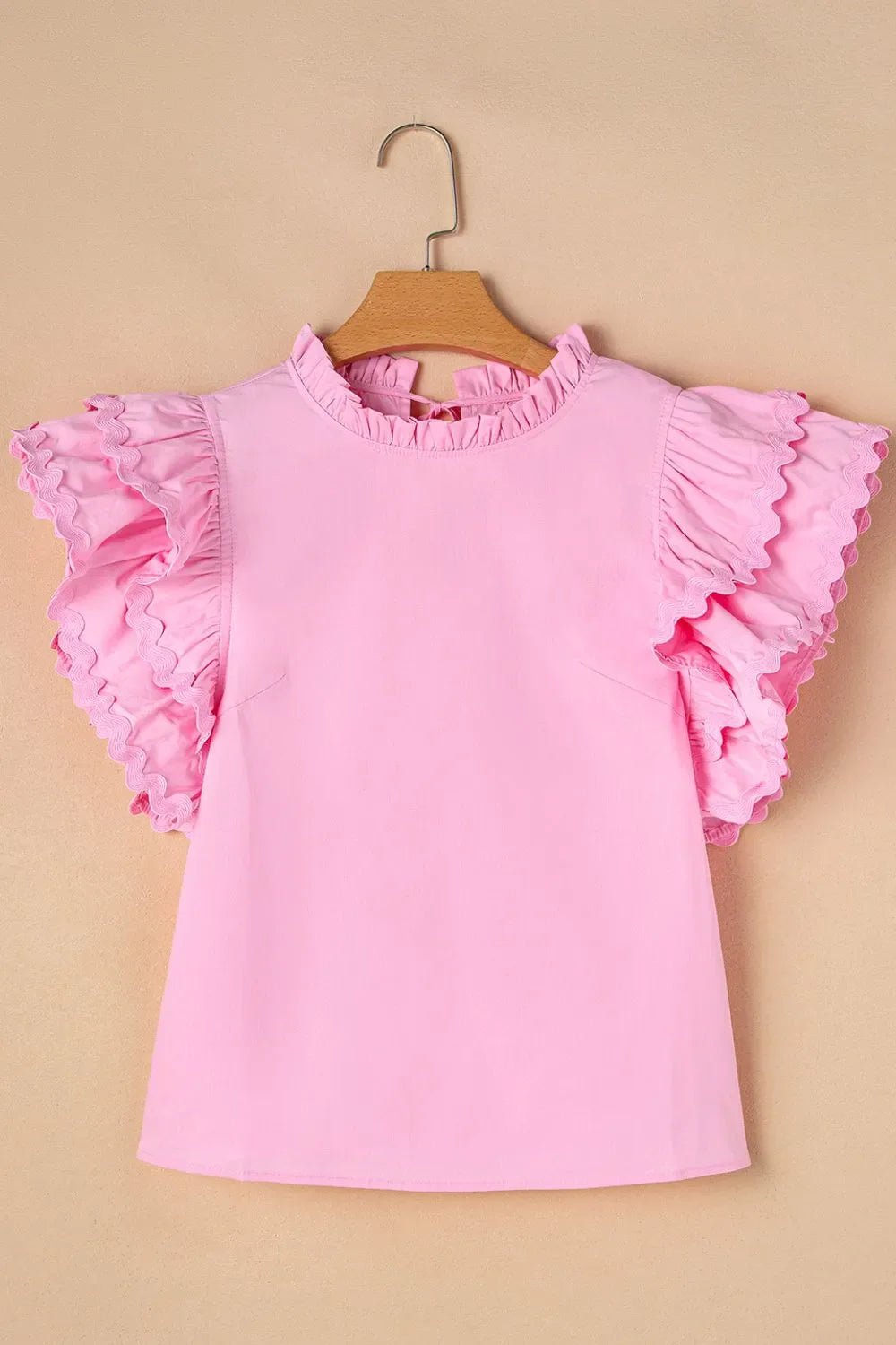 Ruffled Sleeve Frilled Collar Blouse – Blush Pink for Shopify Collective (6 view)
