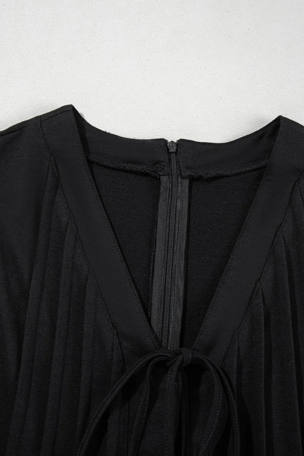 Tie V Neck Pintuck Sleeveless Loose Romper – Black for Shopify Collective (14 view)