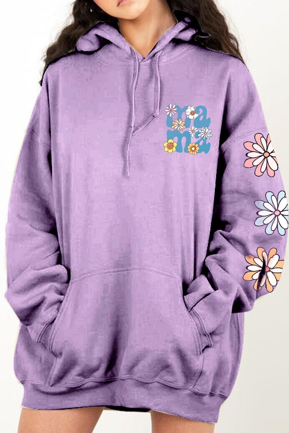 Simply Love Simply Love Full Size MAMA Graphic Dropped Shoulder Hoodie – Lilac Women's Top for Shopify Collective (3 view)